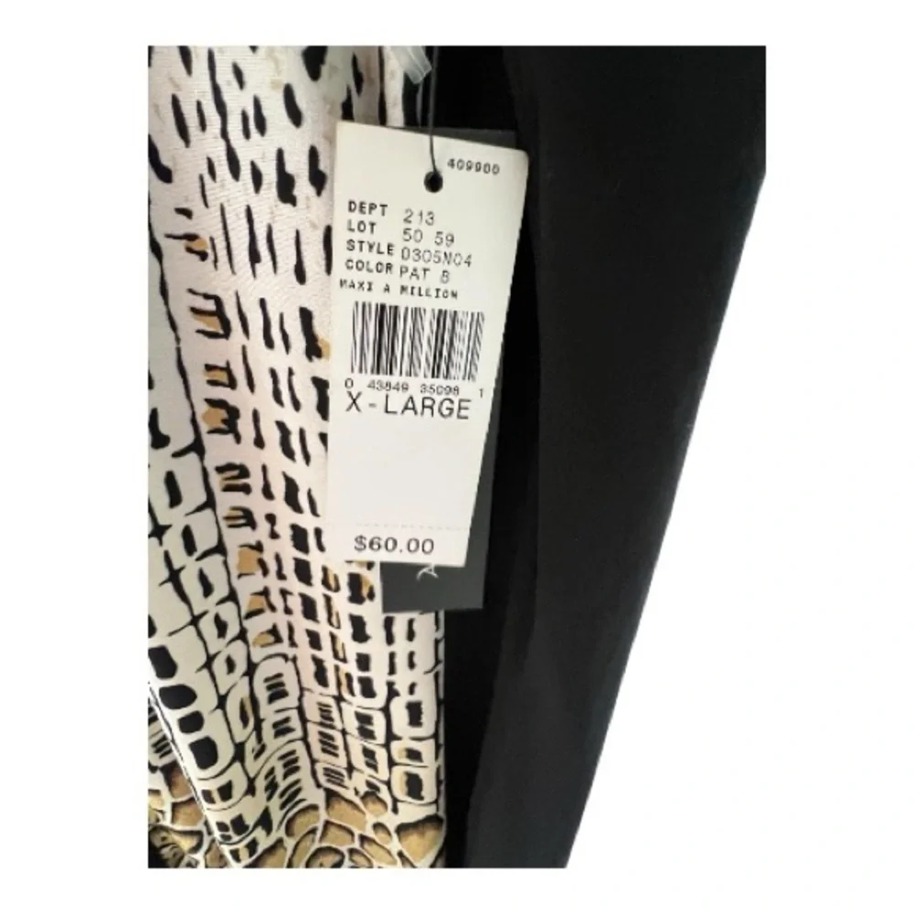 AB Studio NWT Sleeveless Maxi Dress XL Black Animal Print Front - Picture 2 of 5